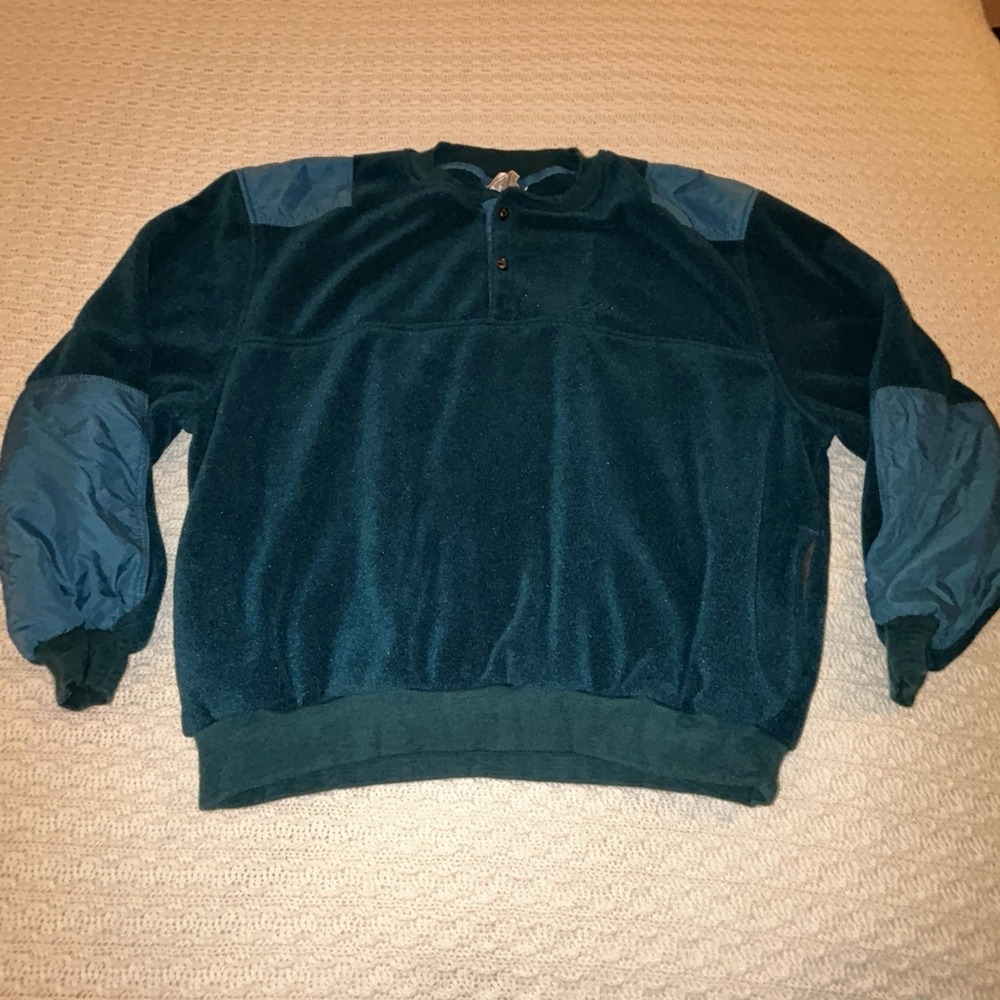 Vintage Cabelas Men's 2XL Fleece Jacket Quarter Leather Button Soft